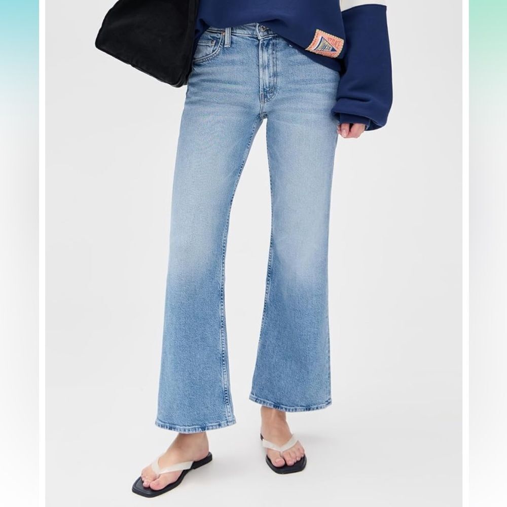 NWT‎ MOTHER The Bookie Flood Jeans Womens Blue Wide Leg Deans List 31
